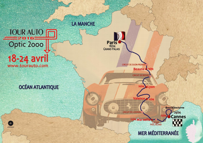 Tour Auto 2016 : parcours et engagés