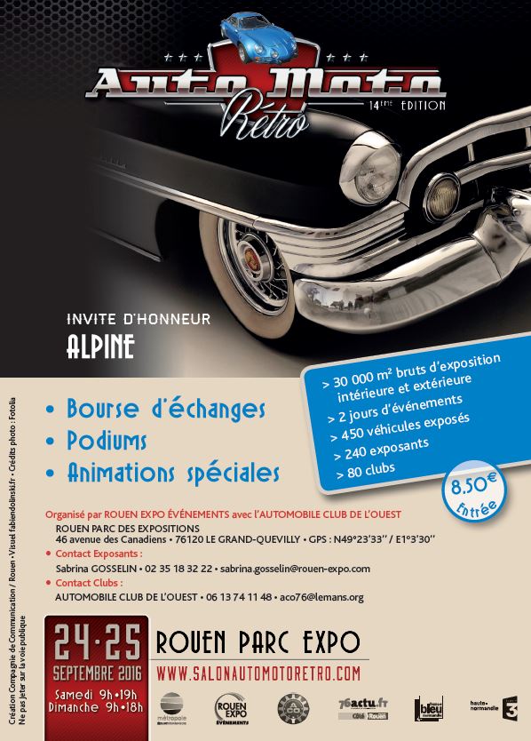 L&rsquo;Auto Moto Retro Rouen 2016 la joue locale avec Alpine