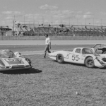 24h de Daytona 1968 Porsche et Ferrari after Crash 2 Eric Della Faille- Vic Elford