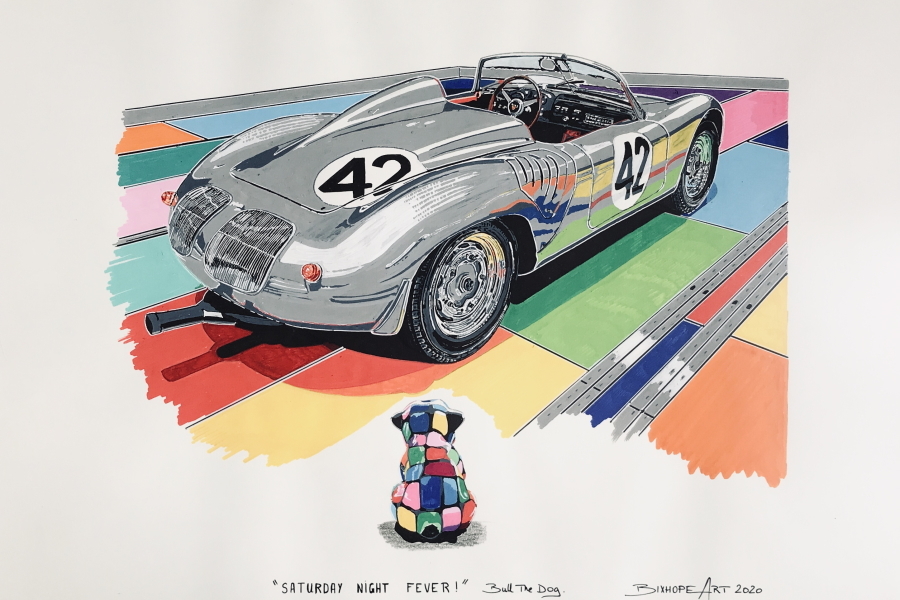 Bixhope Art, des autos, des couleurs et Bull The Dog