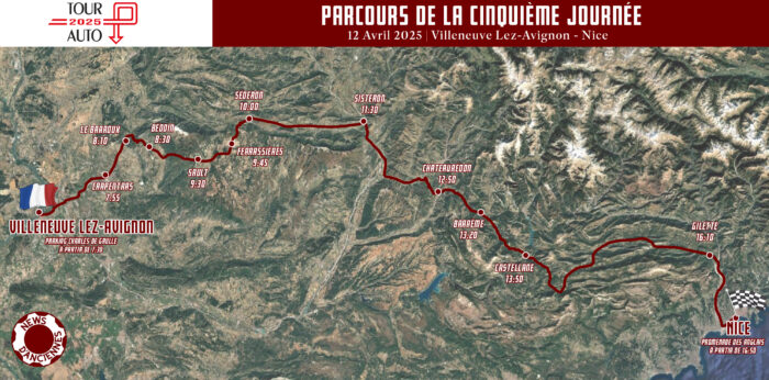 Carte de la Cinquieme Journee du Tour Auto 2025- Tour Auto 2025