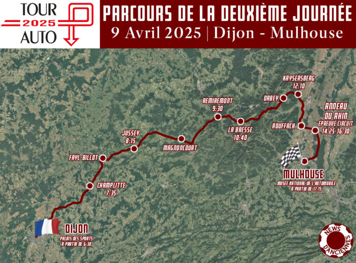 Carte de la Deuxieme Journee du Tour Auto 2025- Tour Auto 2025