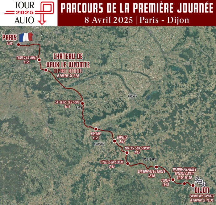 Carte de la Premiere Journee du Tour Auto 2025-