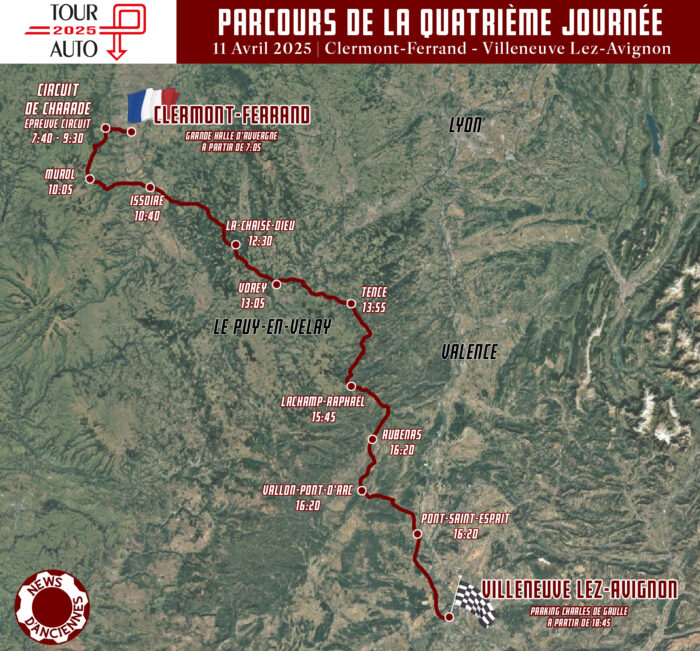 Carte de la Quatrieme Journee du Tour Auto 2025- Tour Auto 2025