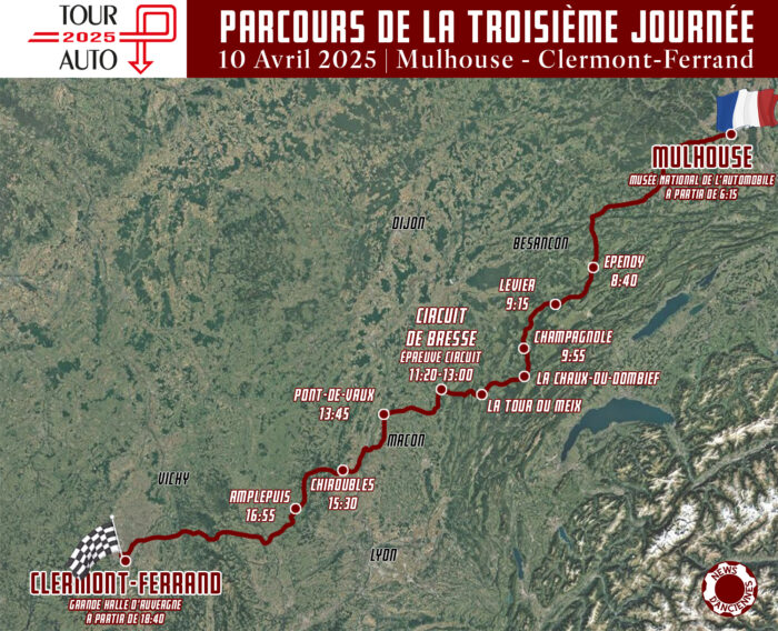 Carte de la Troisieme Journee du Tour Auto 2025- Tour Auto 2025