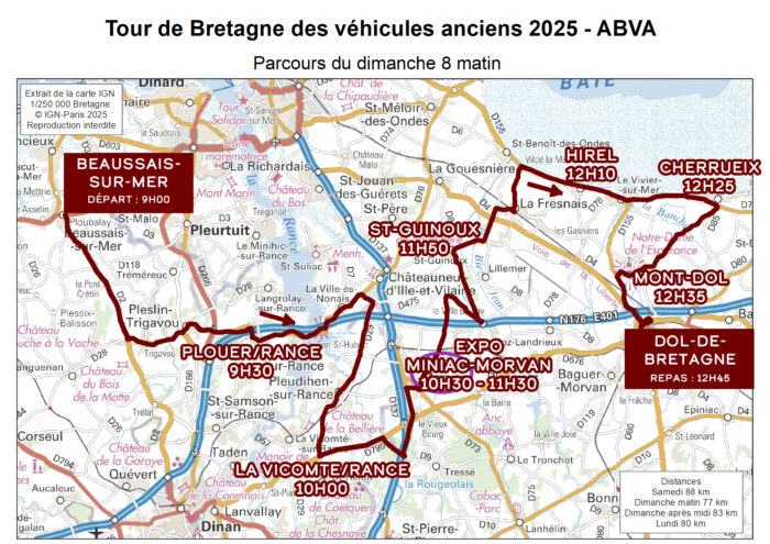 Carte Tour de Bretagne Dimanche 8 Juin Matin-