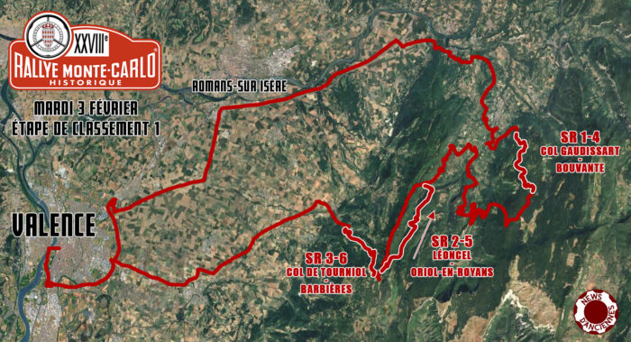 Carte Recapitalative de la premiere journee du Rallye Monte Carlo Historique 2026-